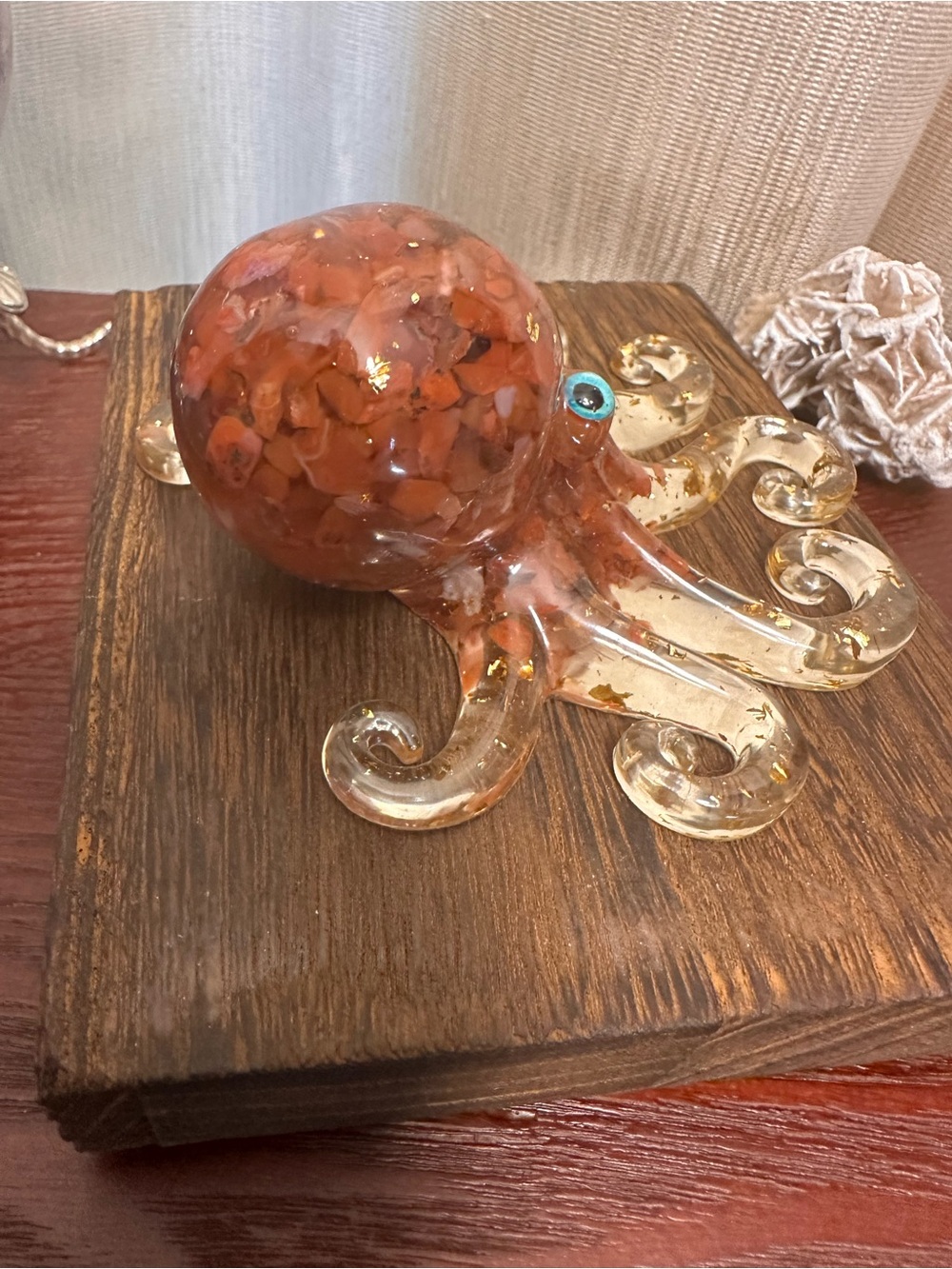 Resin and Red Jasper Crystal Chips Octopus Sculpture - Picture 7 of 12